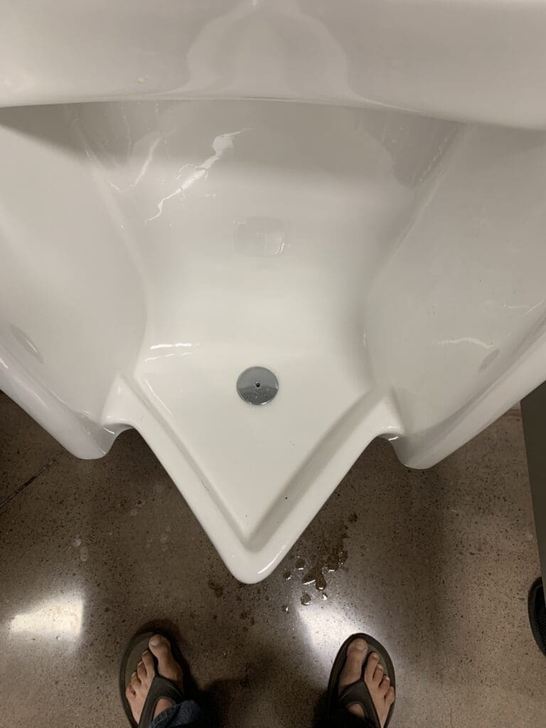 Urine splatter on floor