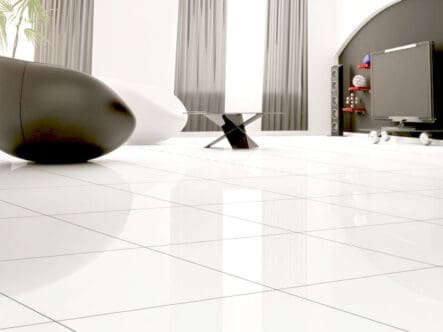 shining ceramic tiles after waxing.